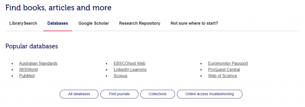 Screen capture of the Library's homepage