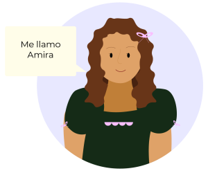 Image of Amira saying: "Me llamo Amira".