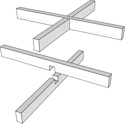 Diagram of a halved joint construction