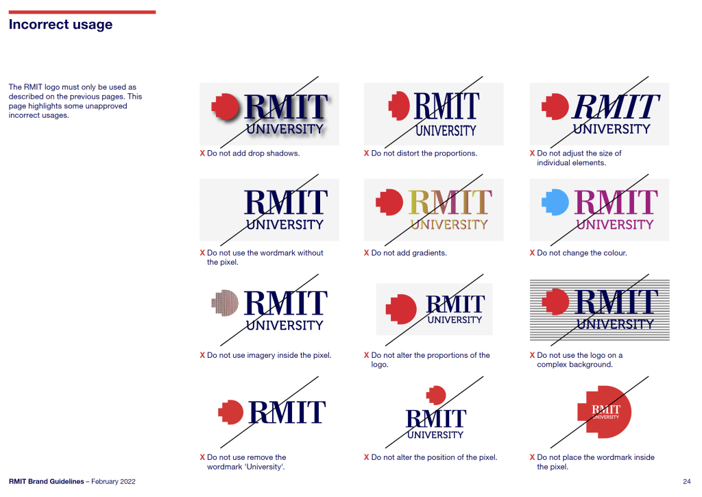 RMIT University branding - how not to use the logo