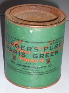Paris Green paint, clearly showing the word "poison"
