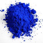 YInMn Blue powdered pigment on a white ground