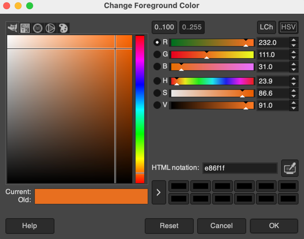 GIMP colour picker