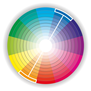 Colour wheel with Complementary colour relationship