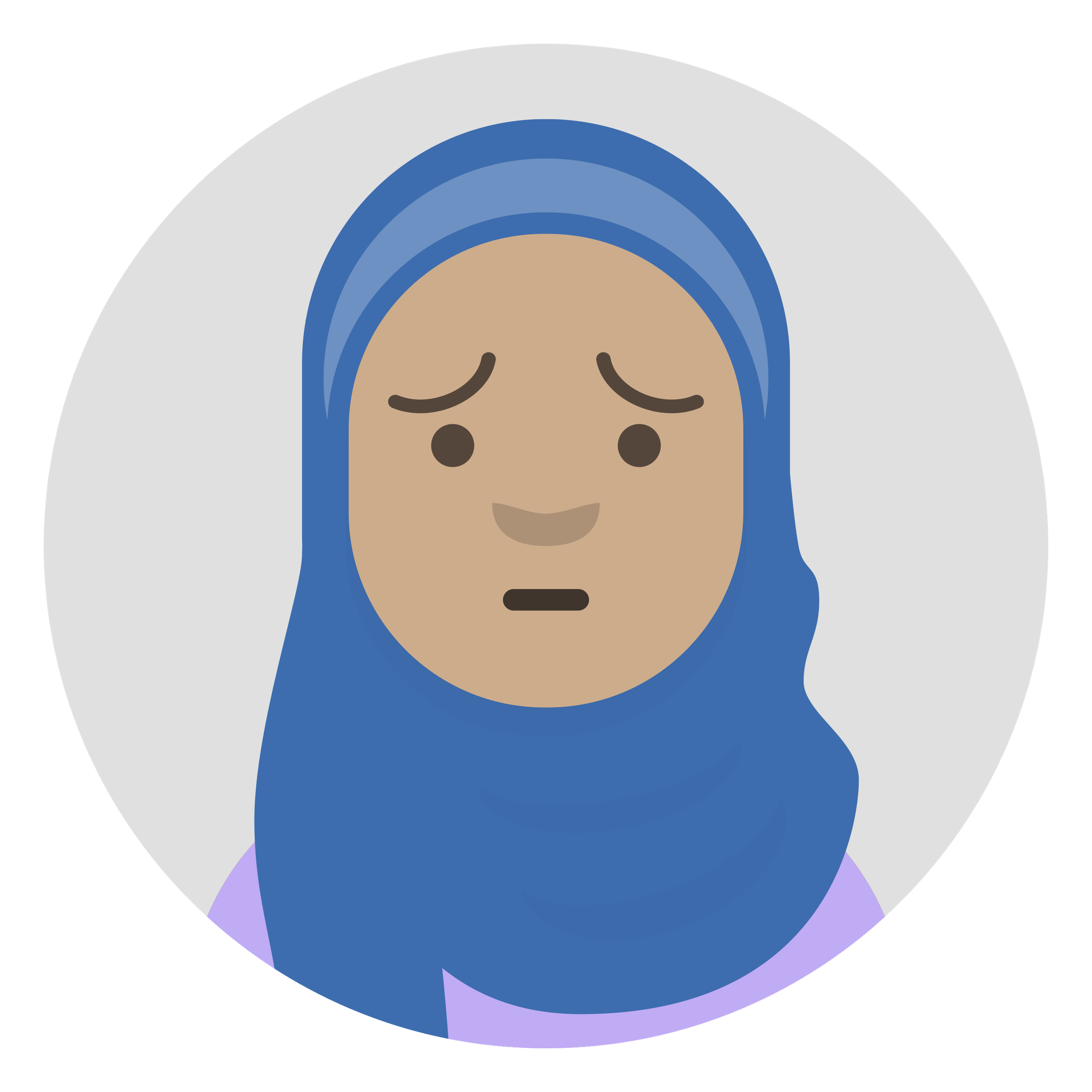 Afra, a young woman with hijab, looking worried.