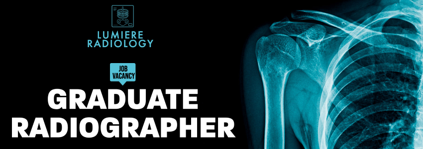 A banner with the text "Lumiere radiology. Job vacancy: graduate radiographer".