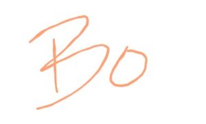 Bo's signature in orange letters.