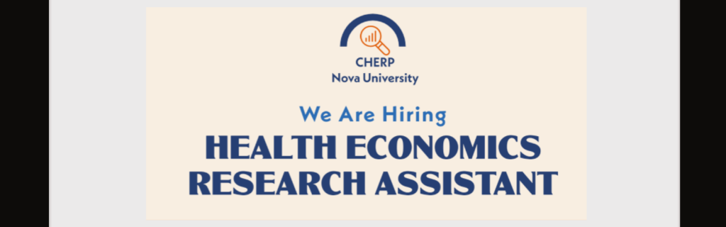 A banner within the tablet screen with the text "CHERP Nova University. We Are Hiring: Health Economics Research Assistant"