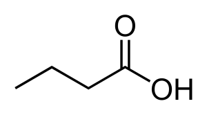 Line-bond structure with 4 carbons, a carbonyl and OH group attached at carbon 1.