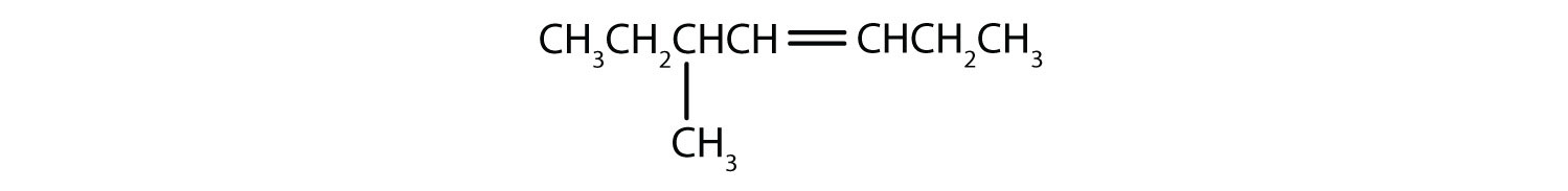 Structure shows a parent chain of 7 carbons with a double bond between carbons 3 and 4 and a 1-carbon branch at carbon 5.