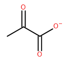 A 3-carbon chain with double bonds to oxygen at positions 1 and 2. Carbon 1 is also attached by a single bond to an oxygen carrying a -1 charge.