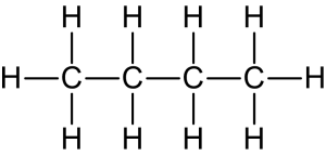 Four carbons are connected in a continuous chain with hydrogen atoms.